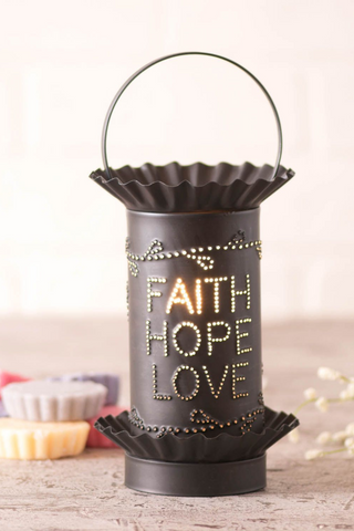 Mini Wax Warmer "Faith, Hope, Love" in Kettle Black