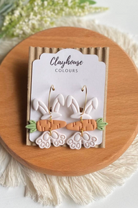 Bunny Hoops Clay Earrings